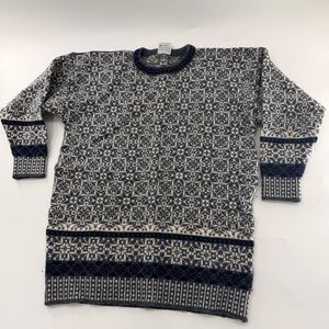 Vintage Dale of Norway Wool Knit Sweater Blue Grey Nordic Pattern Medium Men’s